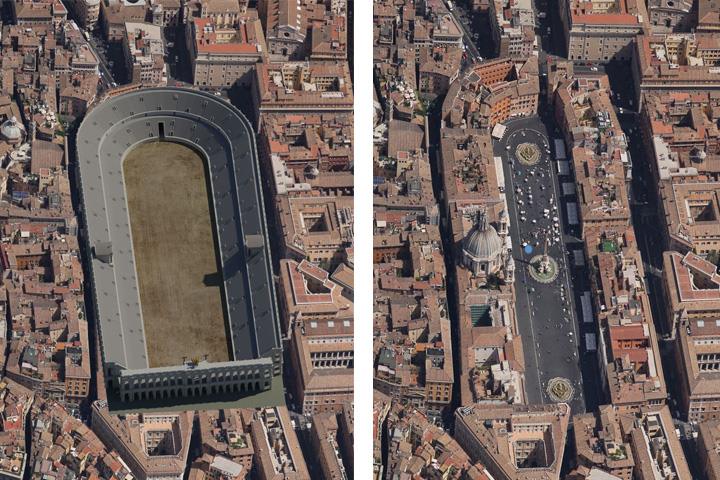 estadio domiciano de roma antes y despues